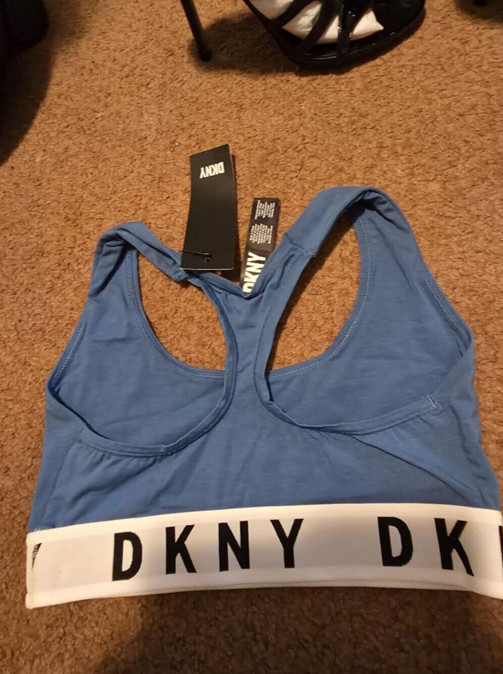 NWT-DKNY  Blue Sports Bra with Logo Band - Picture 8 of 16